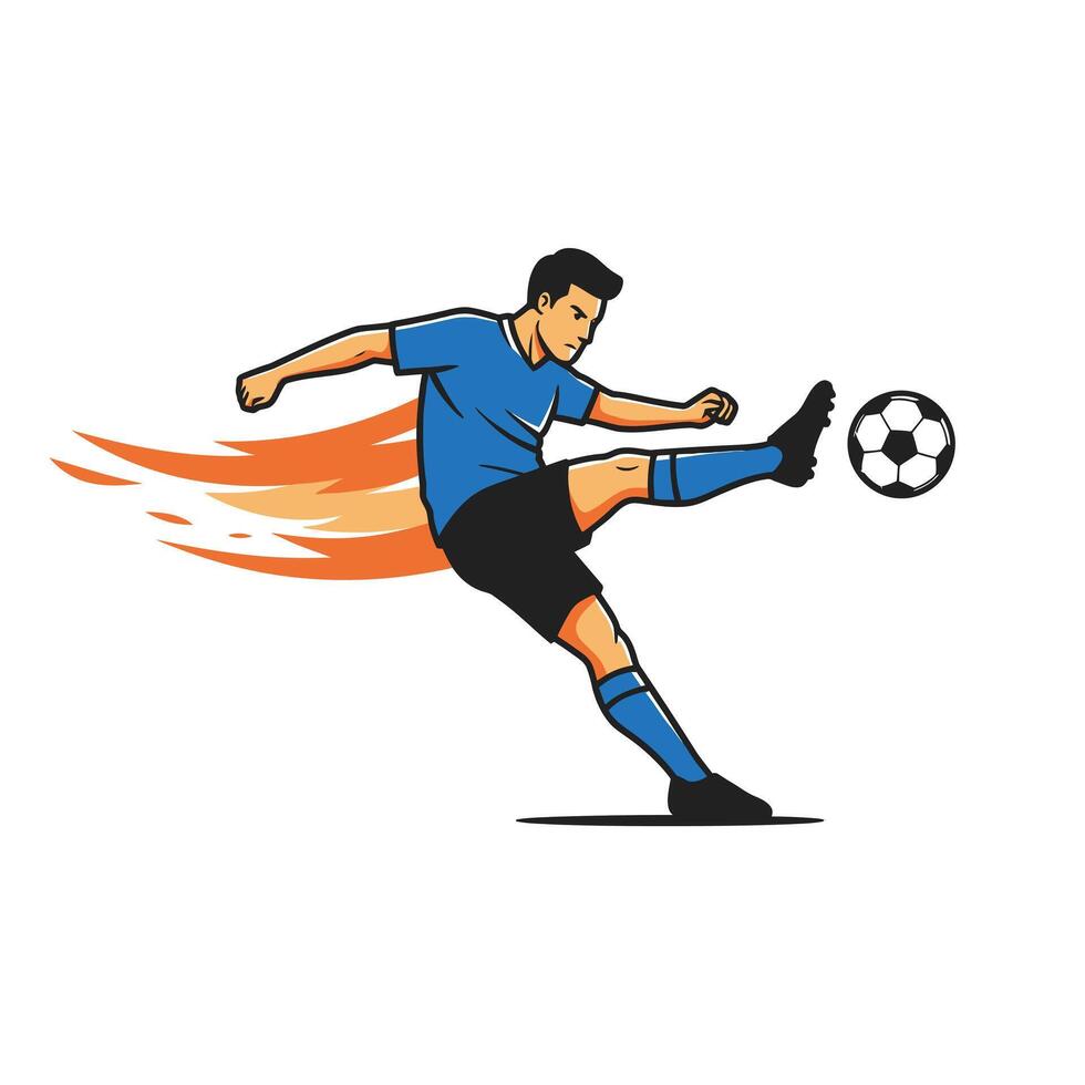 Logo design of a soccer player kicking the ball in the air vector