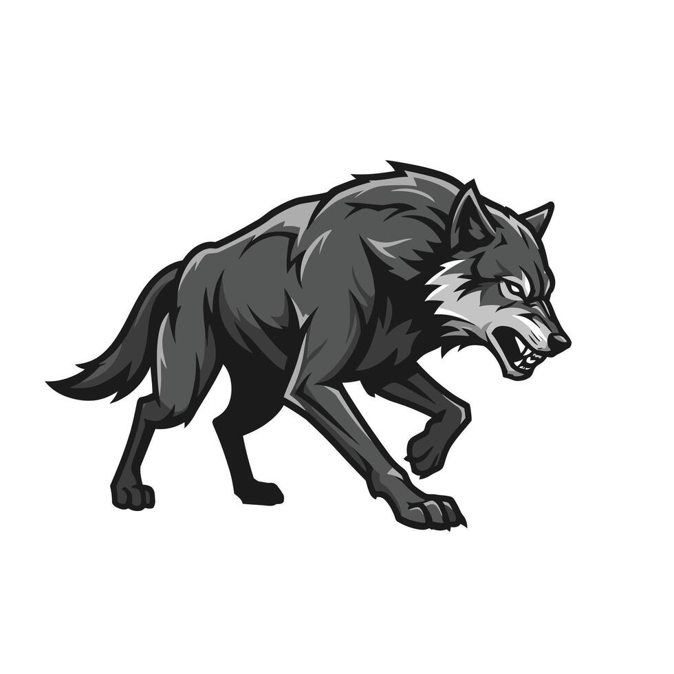 Logo design of a wolf walking vector