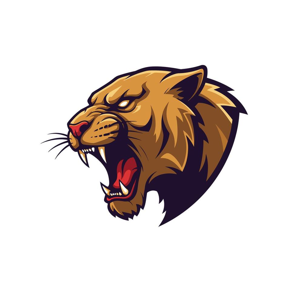 Brown panther head logo design vector