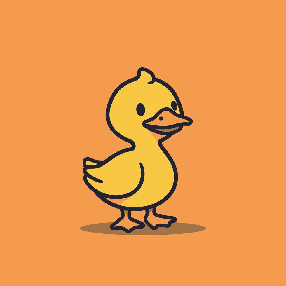 Cartoon duck logo design on an orange background vector