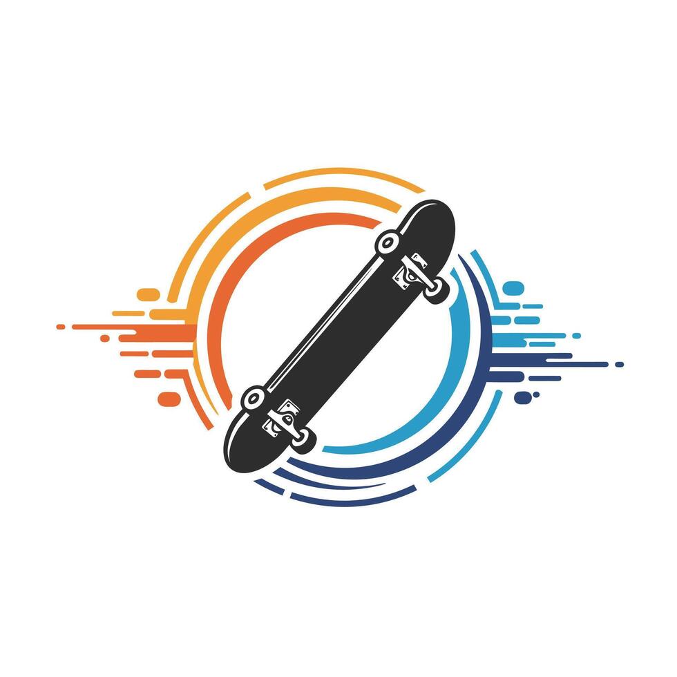Black skateboard logo design vector