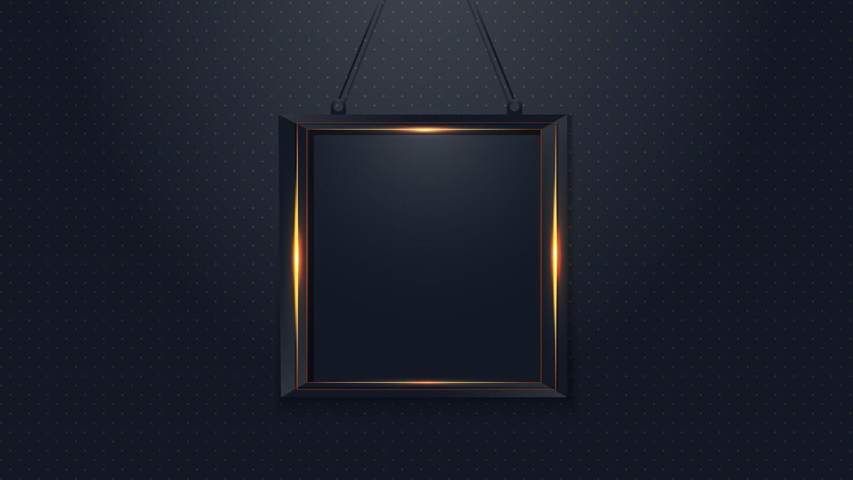 Blank picture frame on dark background vector