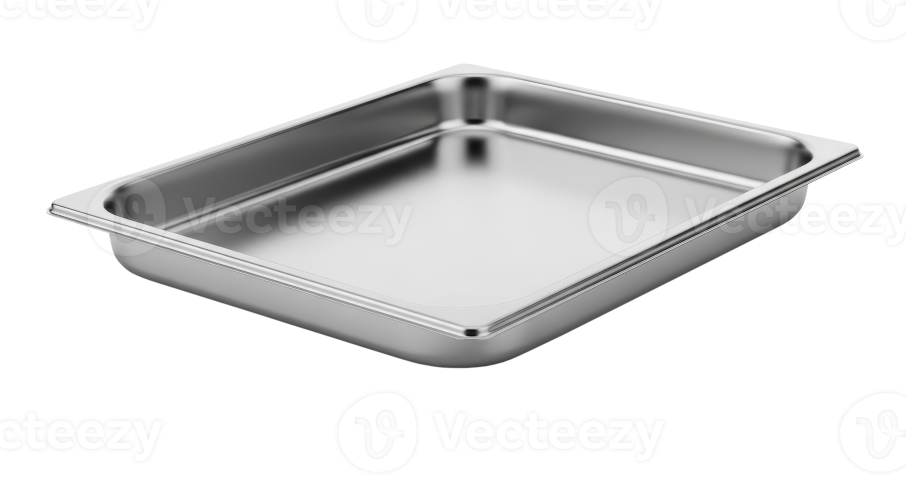 Empty stainless steel gastronorm tray isolated on transparent background png