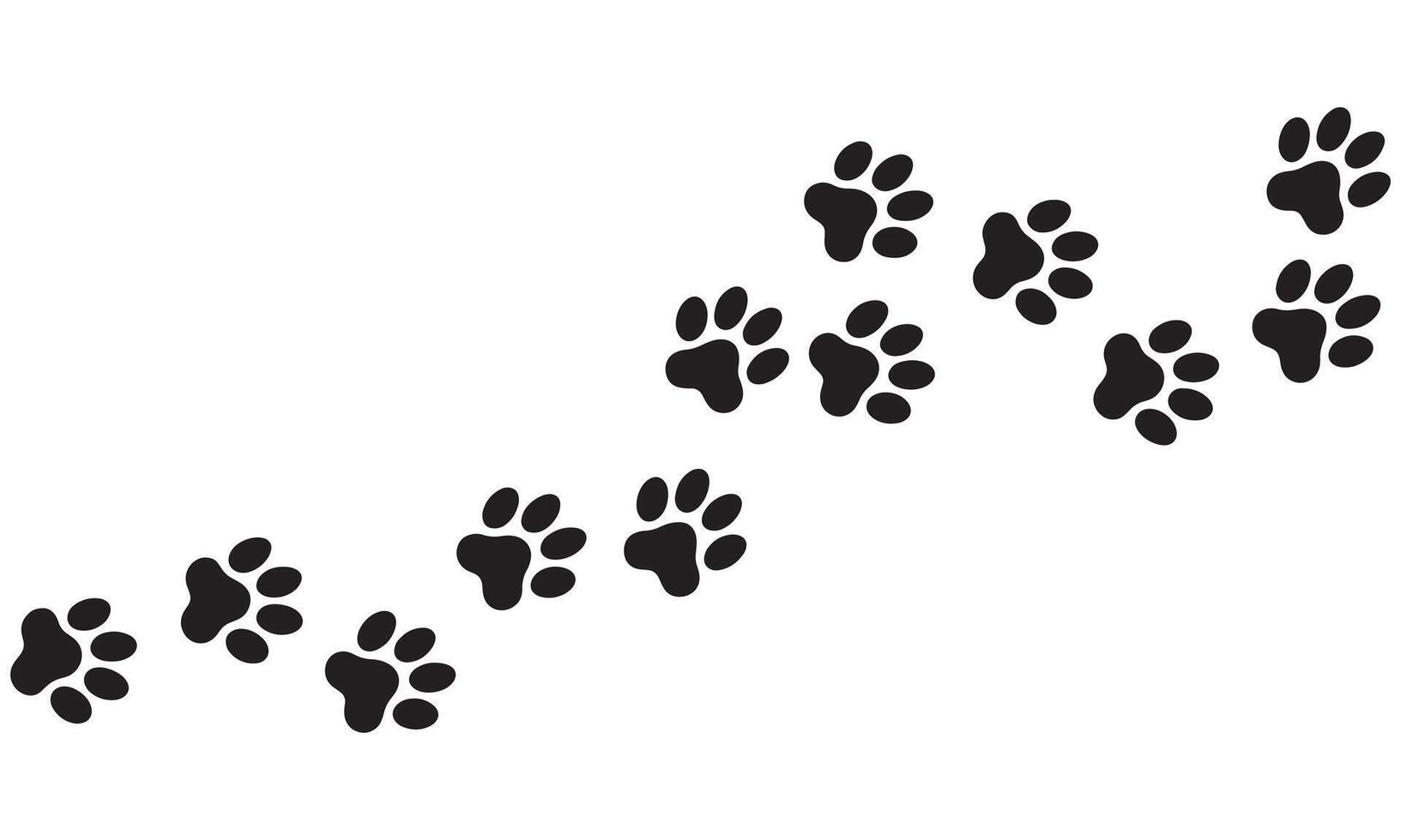 Animal Paw Prints Trail, Wildlife and Pet Footprint Silhouette vector
