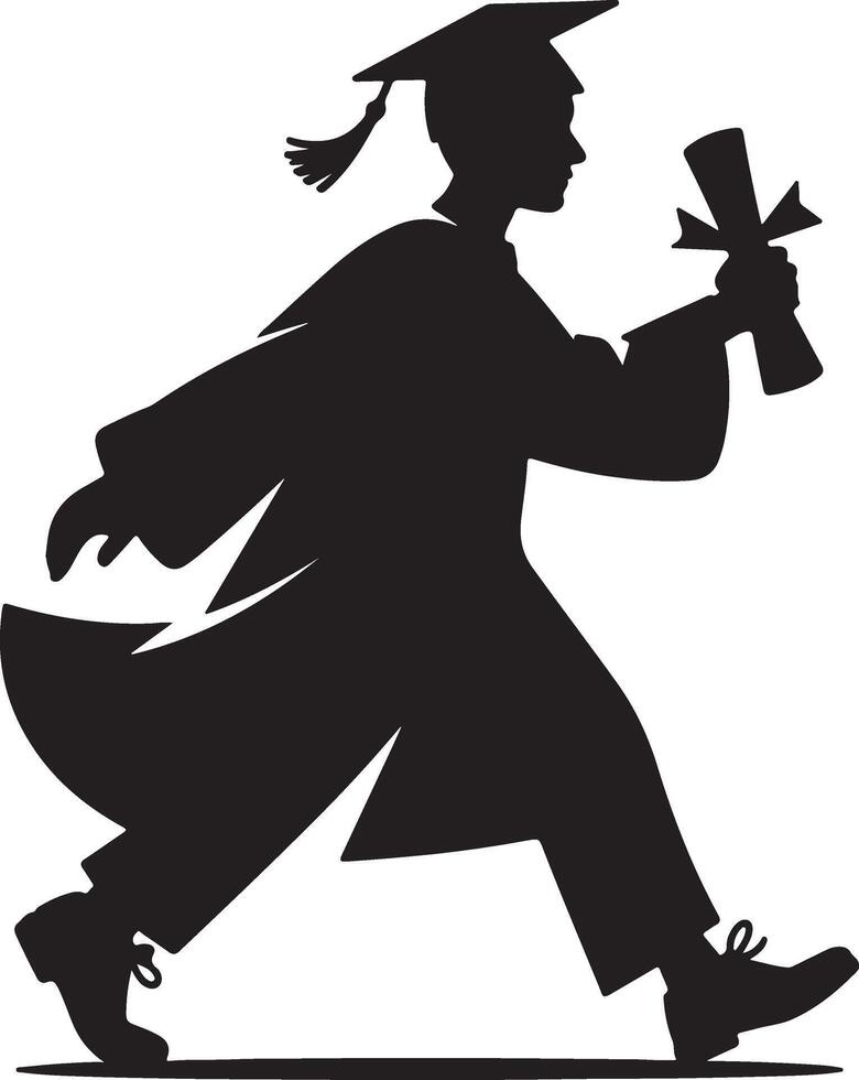 Graduation silhouette with diploma and cap student vector