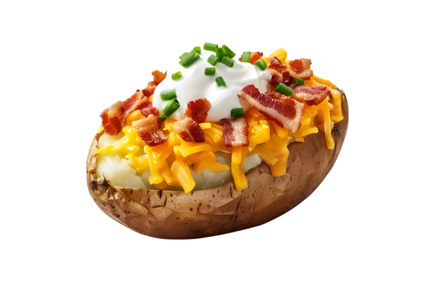 Loaded Baked Potato Bacon Cheese Sour Cream Chives, png