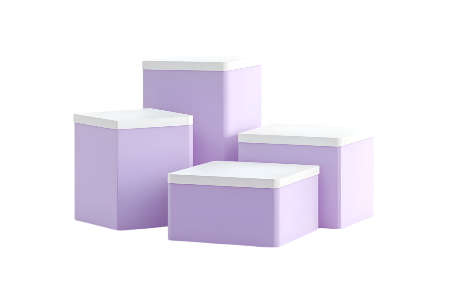 Lavender display cubes modern product presentation minimal design png
