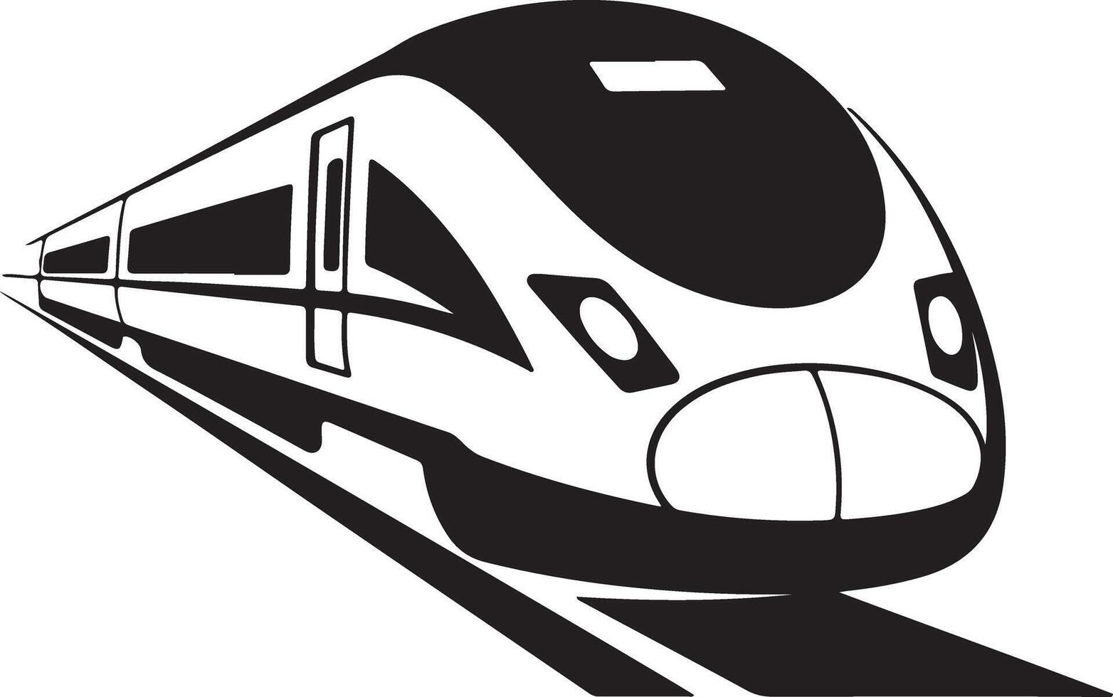 Modern high speed train silhouette on tracks transportation vector