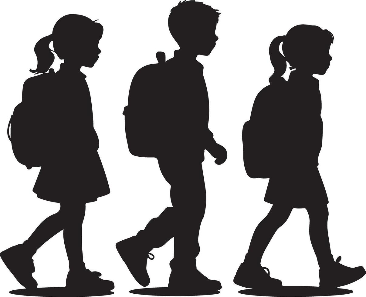 Children walking with backpacks school students vector