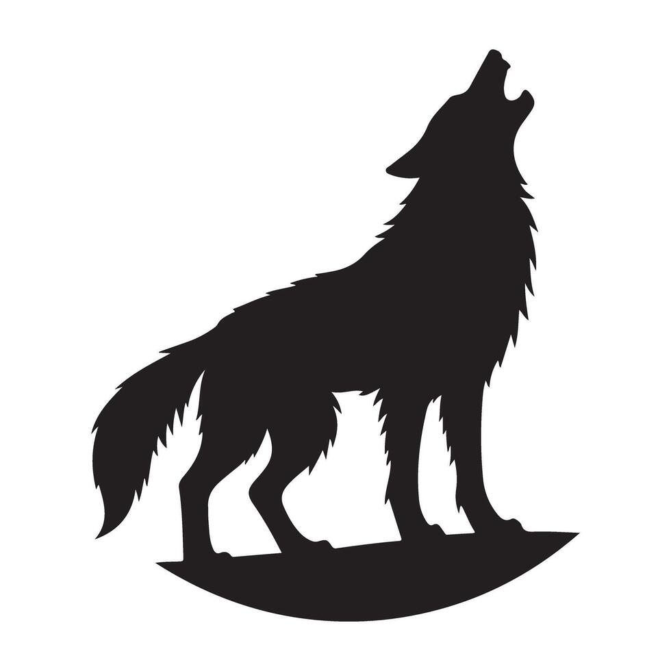 Howling Wolf Silhouette Illustration Design for Print vector
