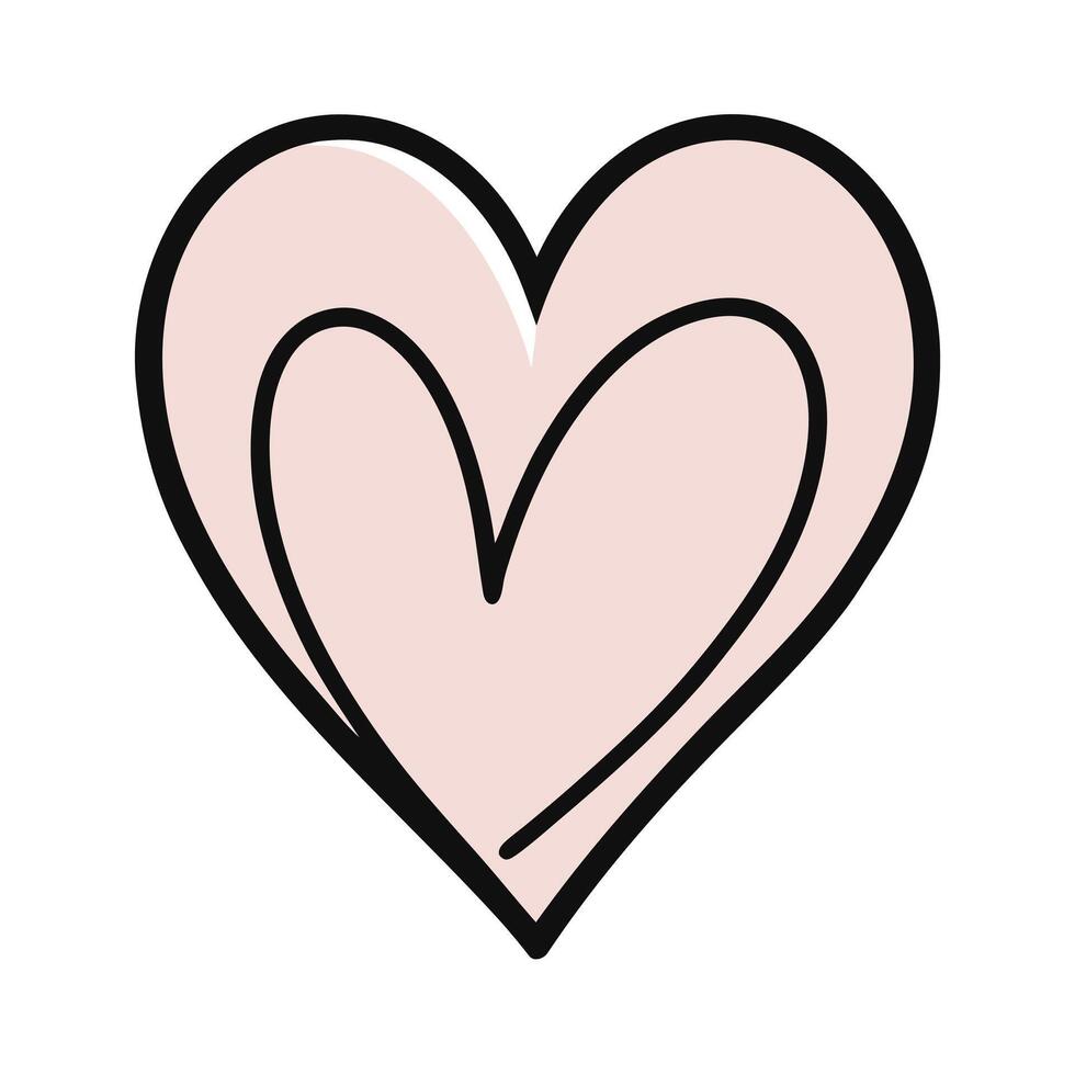 Simple Heart with Cursive Line Doodle Style Mini Design Element vector