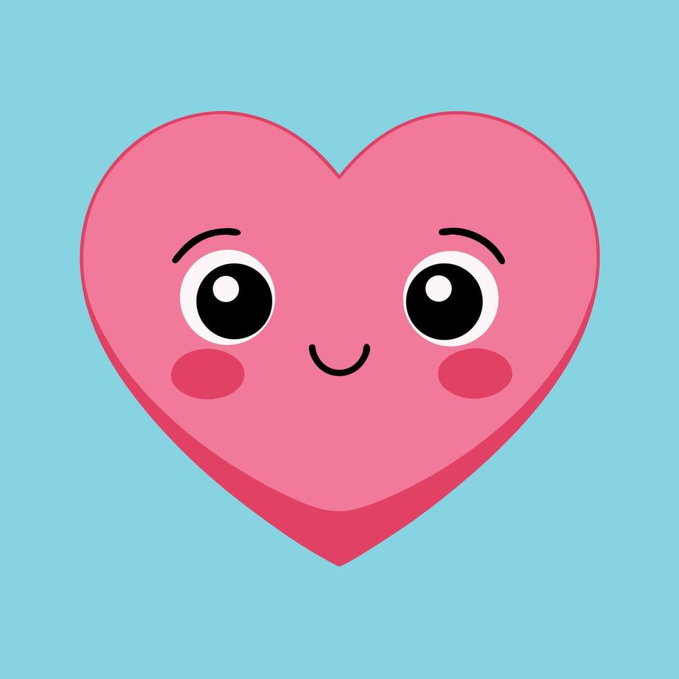 Pink Heart Smiling Face Simple Cartoon Illustration for Graphic Design Projects vector