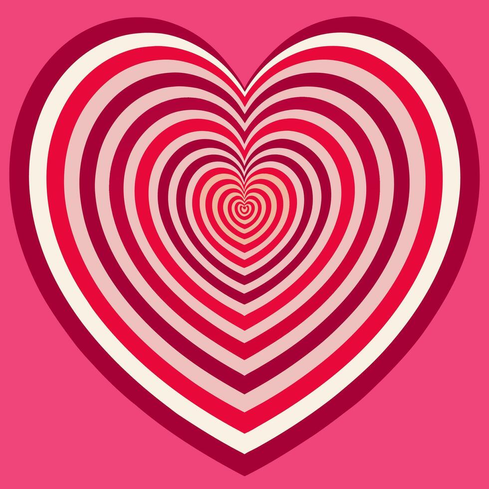 Concentric Heart Pattern with Geometric Symmetry for Textile or Background Design vector