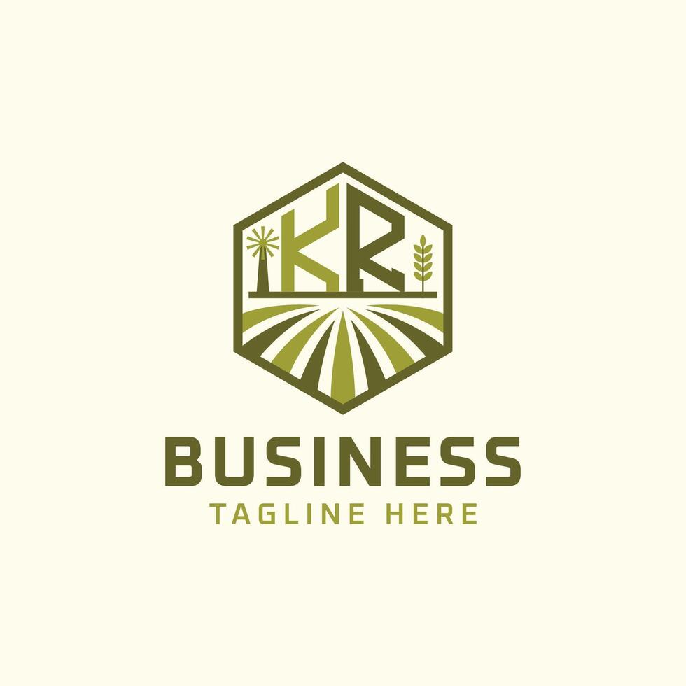 KR Farm Logo Design, Modern KR Agro Logo for Eco Friendly Sustainable Businesses vector