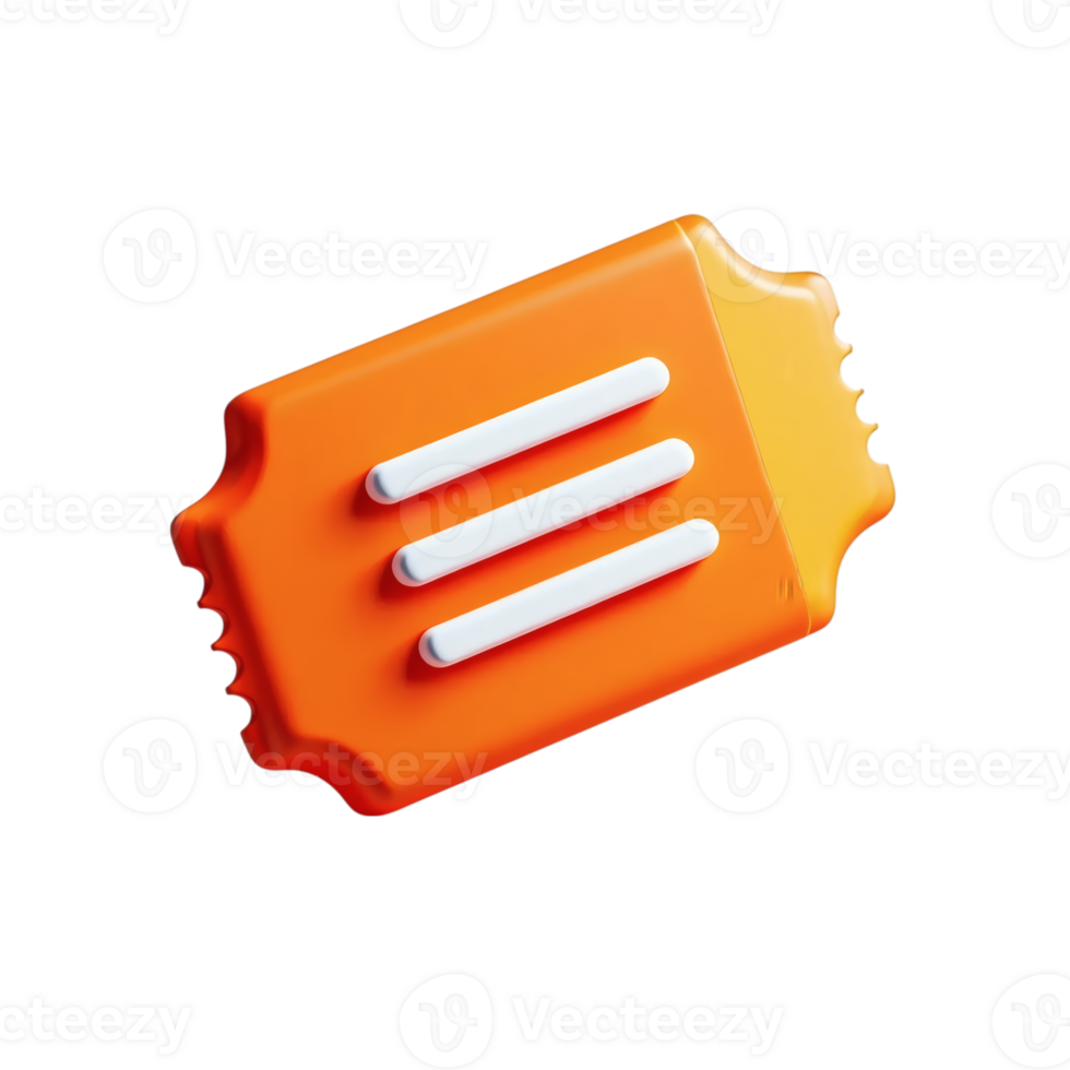 An orange ticket with three white stripes on it png