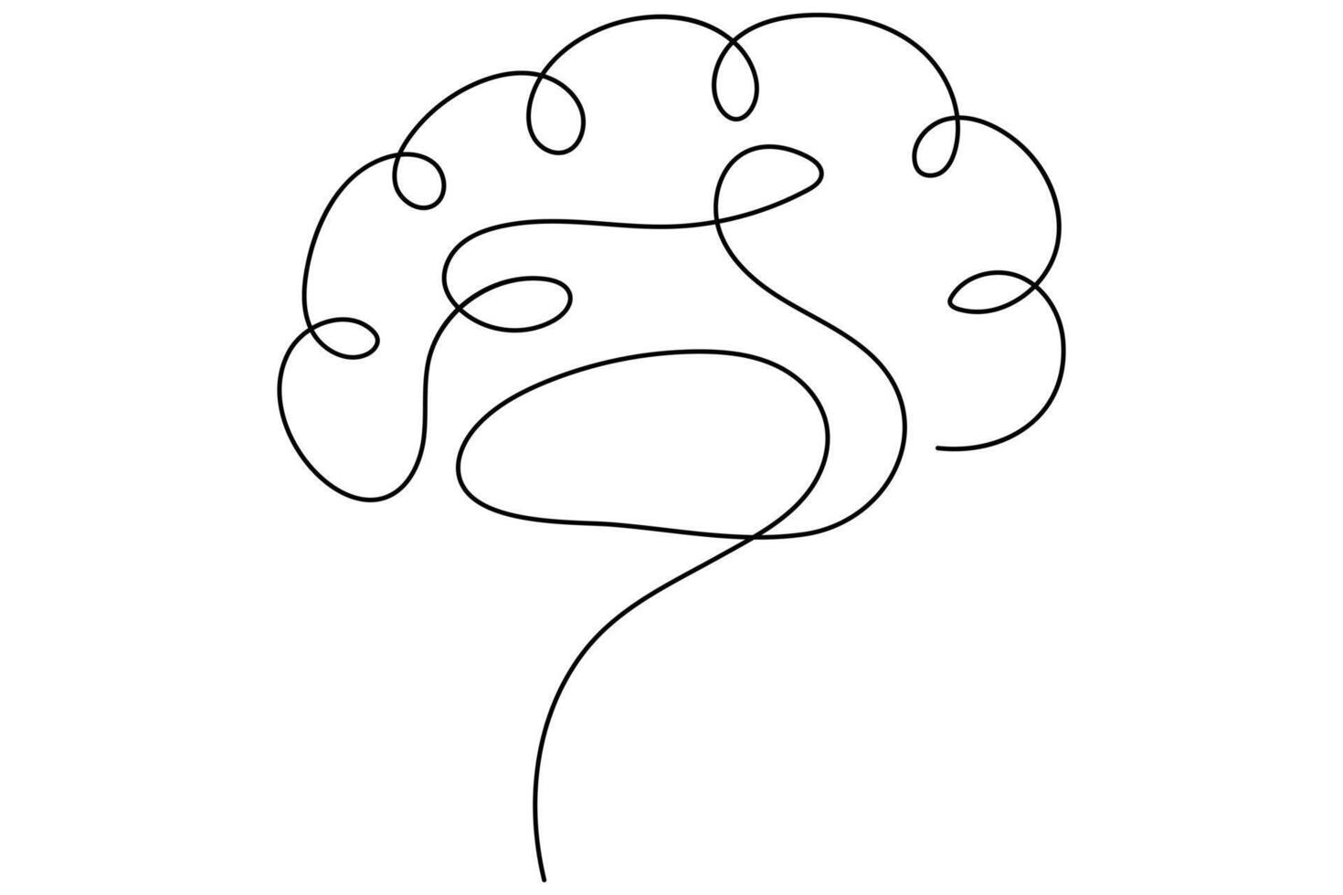 Educational brain illustration with continuous one line design in minimal artistic style vector