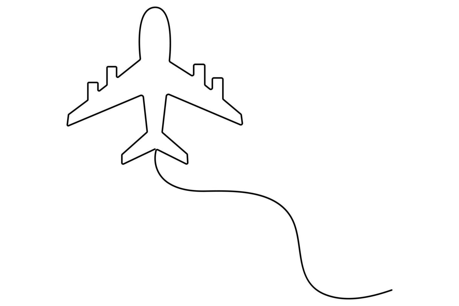 Modern airplane in clean continuous one line drawing style for minimalist travel theme design vector