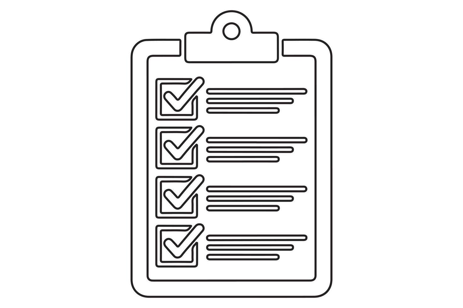Checklist icon illustration with checkmarks and tick boxes for productivity, planning, and task completion vector