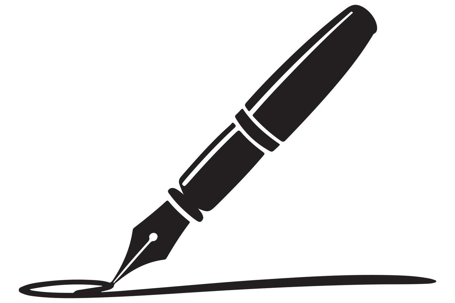 Minimalist black fountain pen icon silhouette illustration on transparent background vector