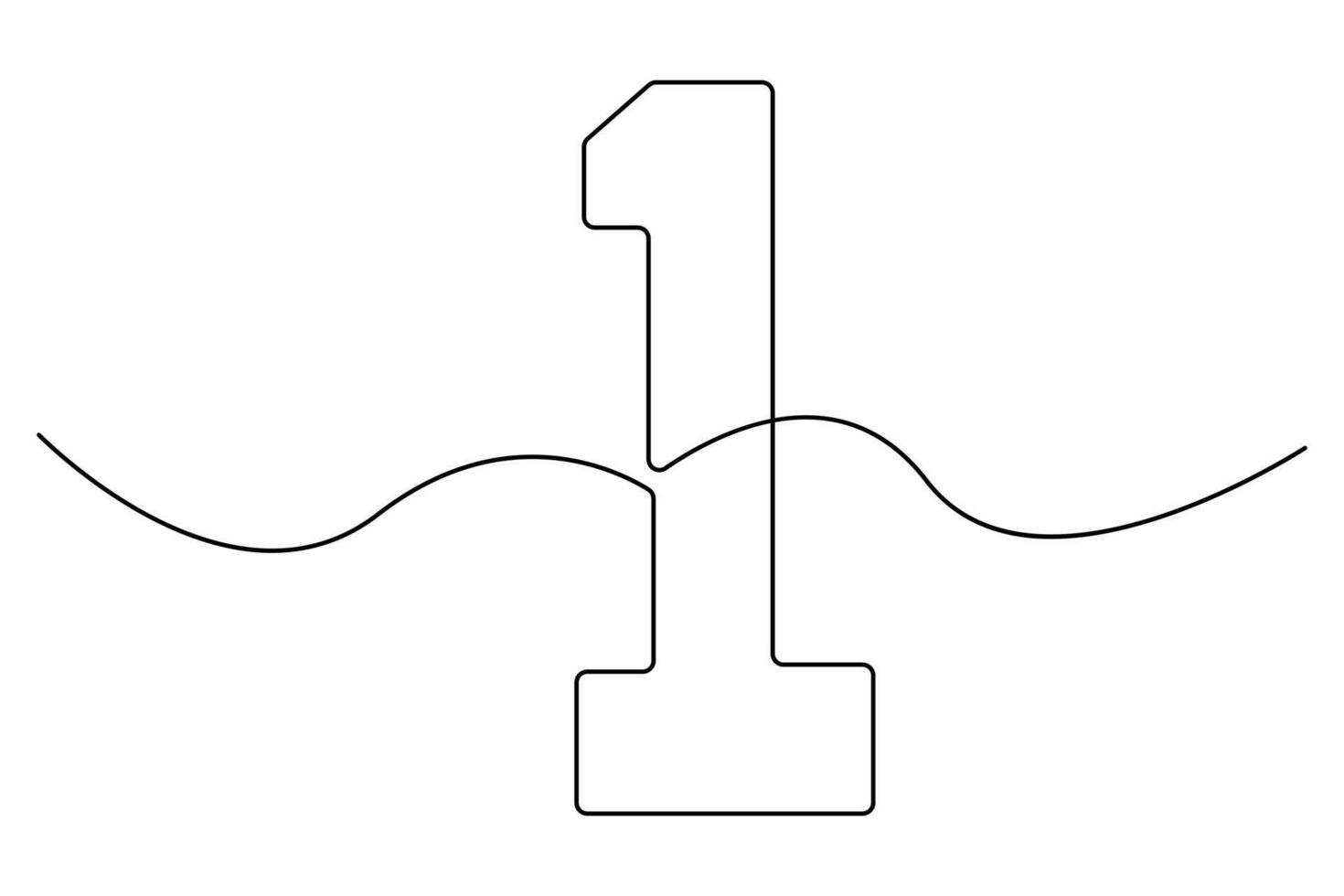 Basic continuous one line design of number 1 with editable clean outline drawing for decor vector