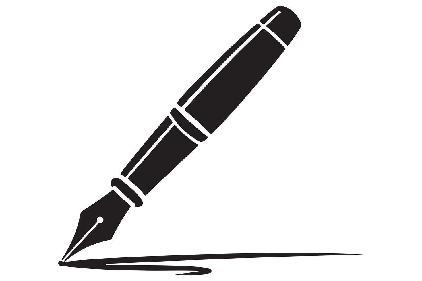Professional black fountain pen silhouette icon illustration on transparent background vector