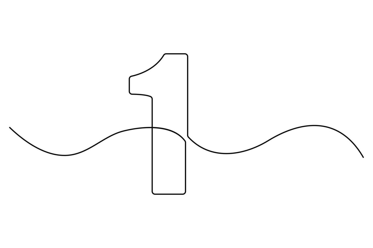 Modern editable outline of number 1 shown in continuous line minimalist drawing style vector