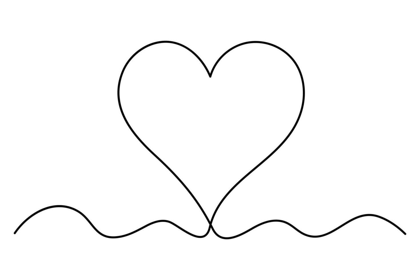 Artistic continuous line heart illustration representing unity, connection, and minimalist romantic design vector