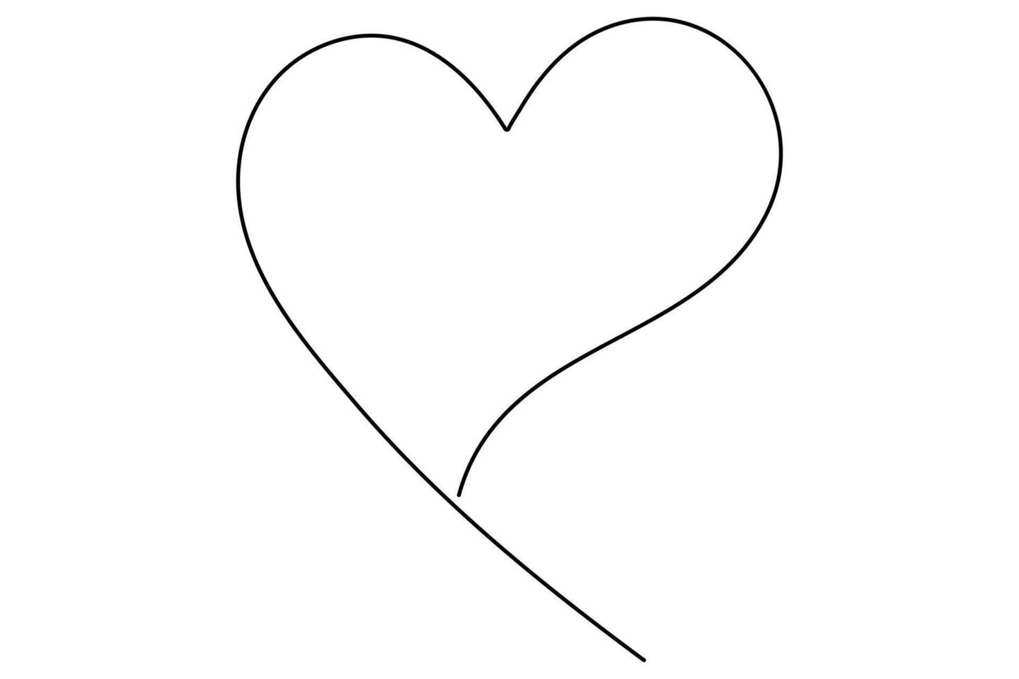 Minimal continuous heart line illustration in flat artistic style representing romance and emotional care vector
