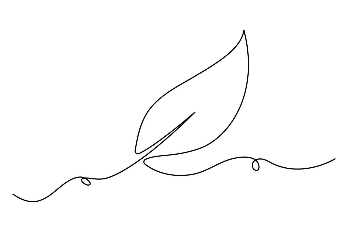 Continuous single line drawing of a leaf in minimal style for eco branding and wellness theme vector