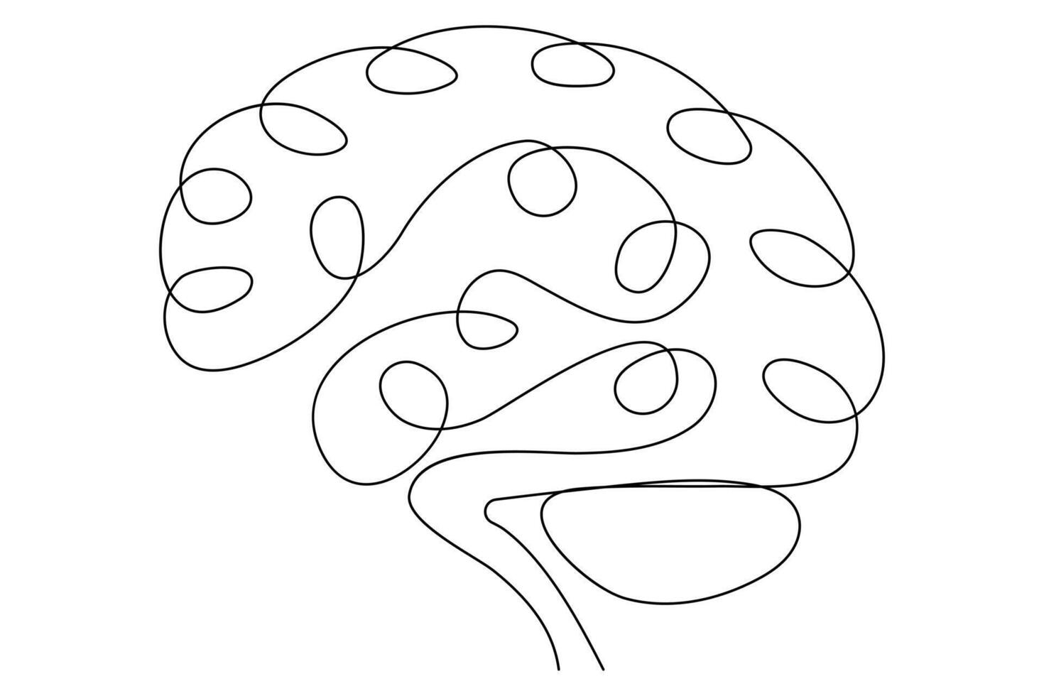 Elegant brain illustration in continuous one line drawing for abstract mind and intelligence design vector