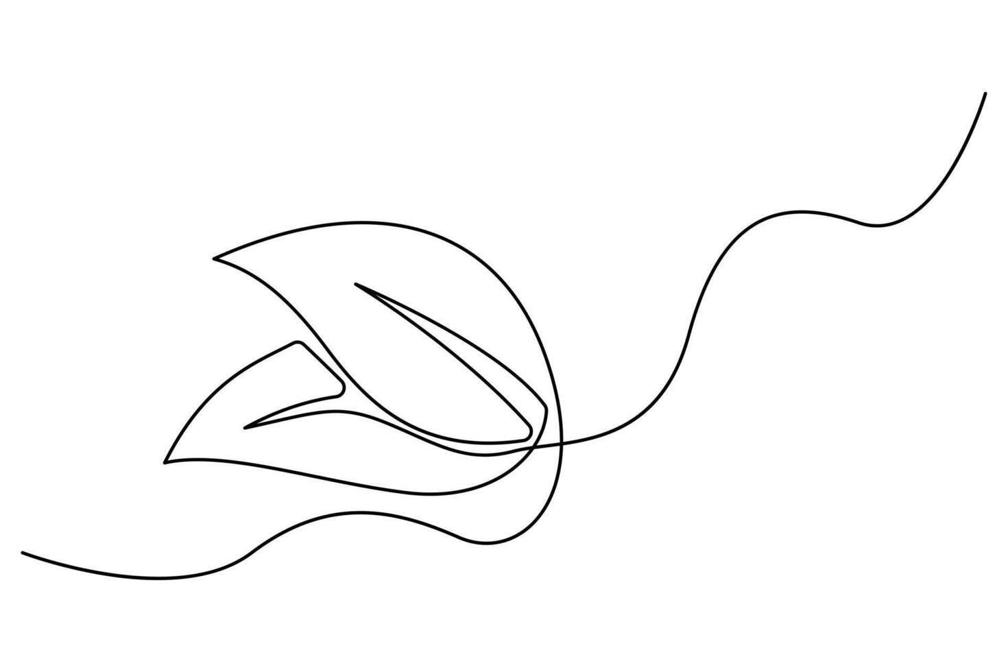 Leaf continuous line drawing in simple outline style for botanical and nature-inspired design vector