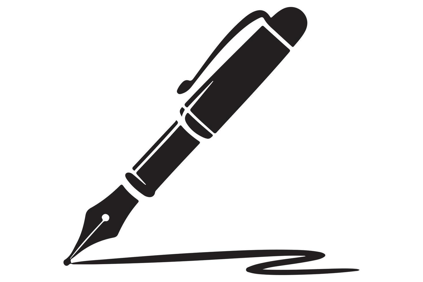 Minimal style fountain pen silhouette icon illustration on transparent background vector