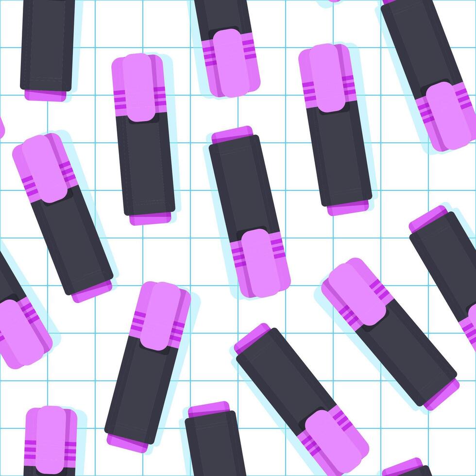 Seamless pattern of purple markers on a checkered background and white background vector
