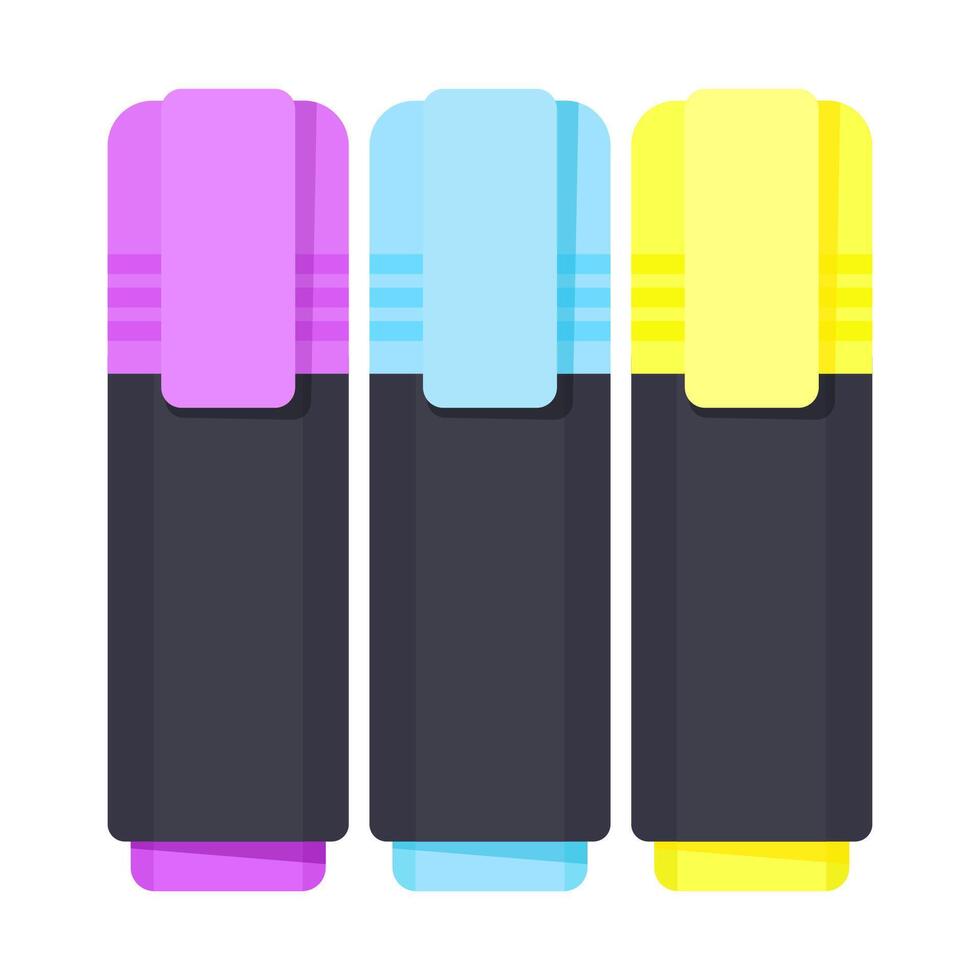 Set of three markers in different colors back to school vector