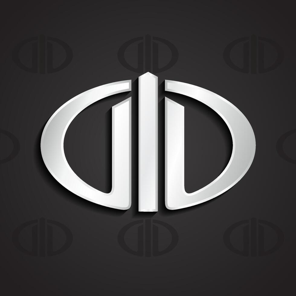3d silver modern shape linear elipse logo vector