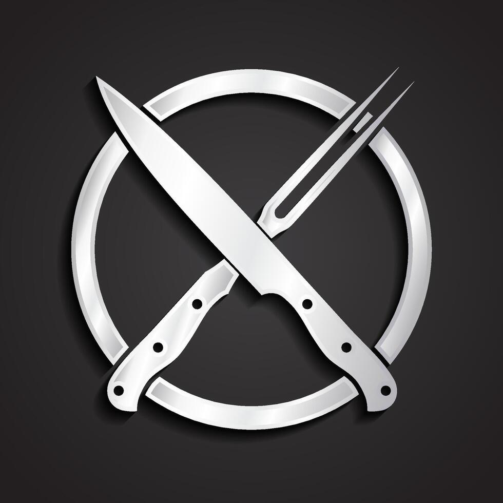 Knife and fork logo design vector
