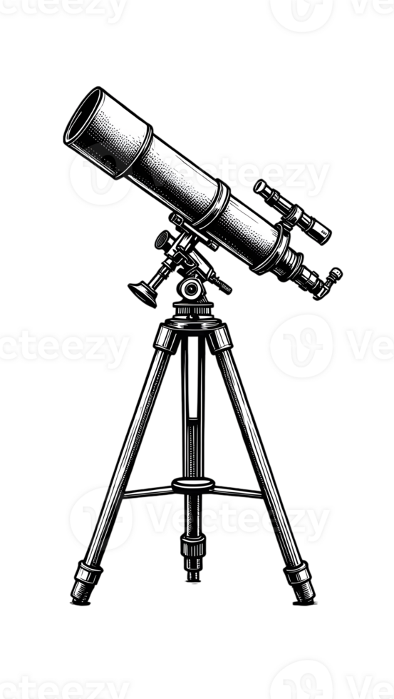 A drawing of a telescope on a tripod png