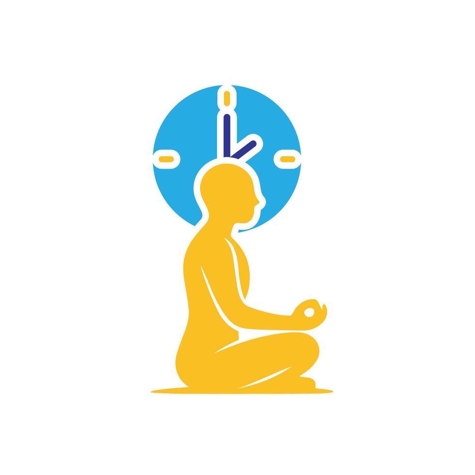 Mindfulness icon. Meditation and yoga. Lotus sitting person with circular aura. mental health, calmness, concentration. Flat design style vector