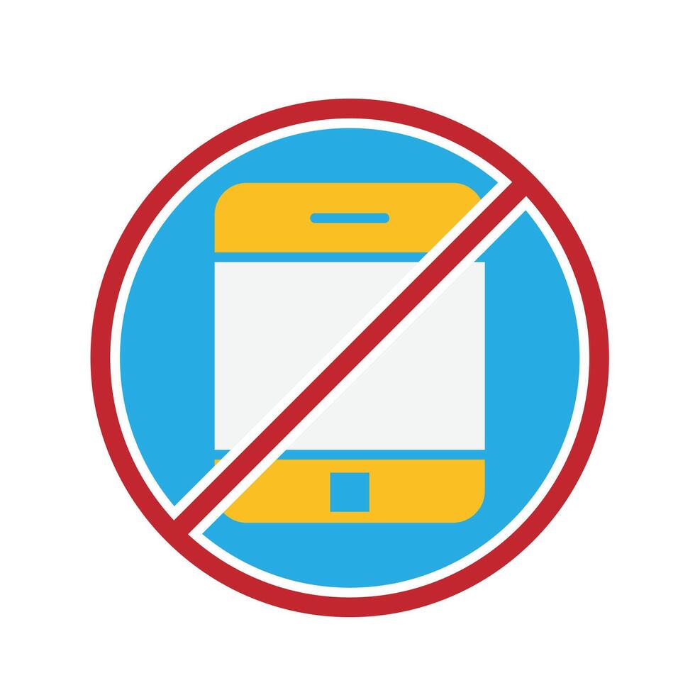 Mindfulness icon. no phone zone. handphone in crossed circle. mental health, calmness, exercise. Flat design style vector