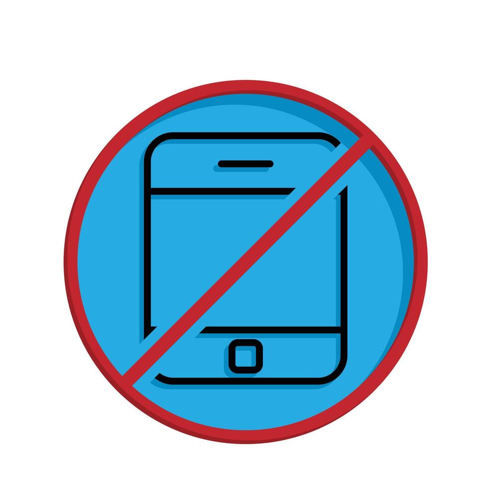 Mindfulness icon. no phone zone. handphone in crossed circle. mental health, calmness, exercise. Mixed design style vector