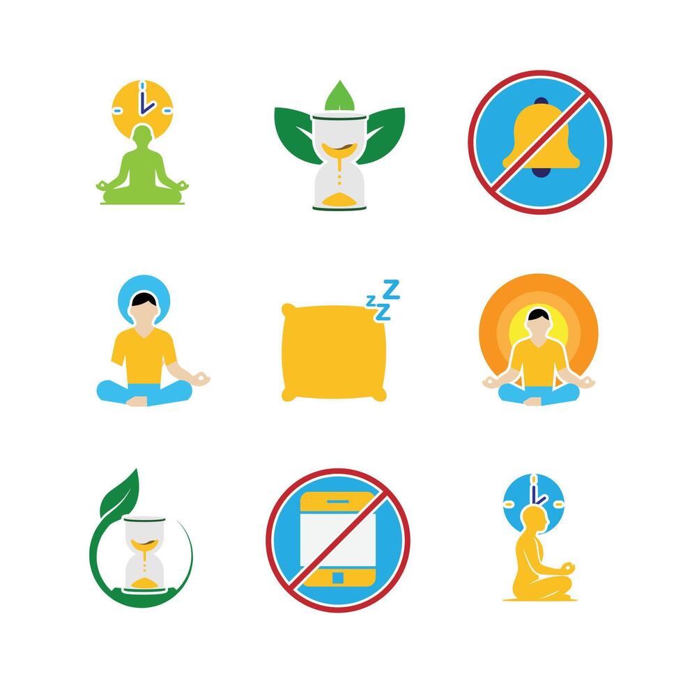 Mindfulness icon. Meditation and yoga, no notification, meditation timer, etc. mental health, calmness, concentration. flat design style vector