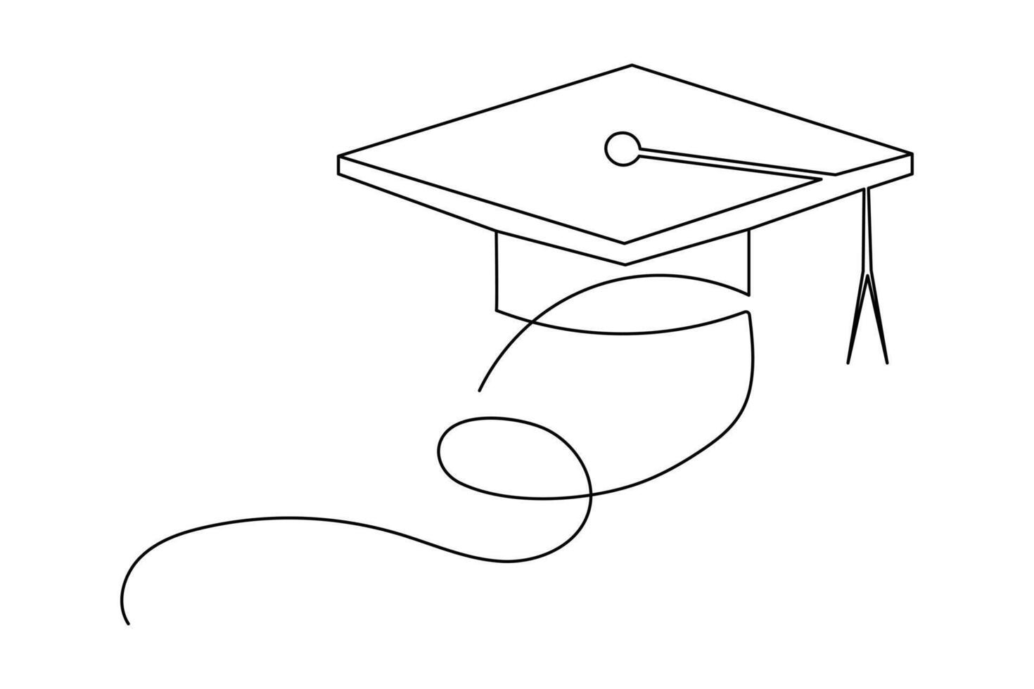Graduation cap monoline illustration sleek continuous outline design for university ceremony art vector