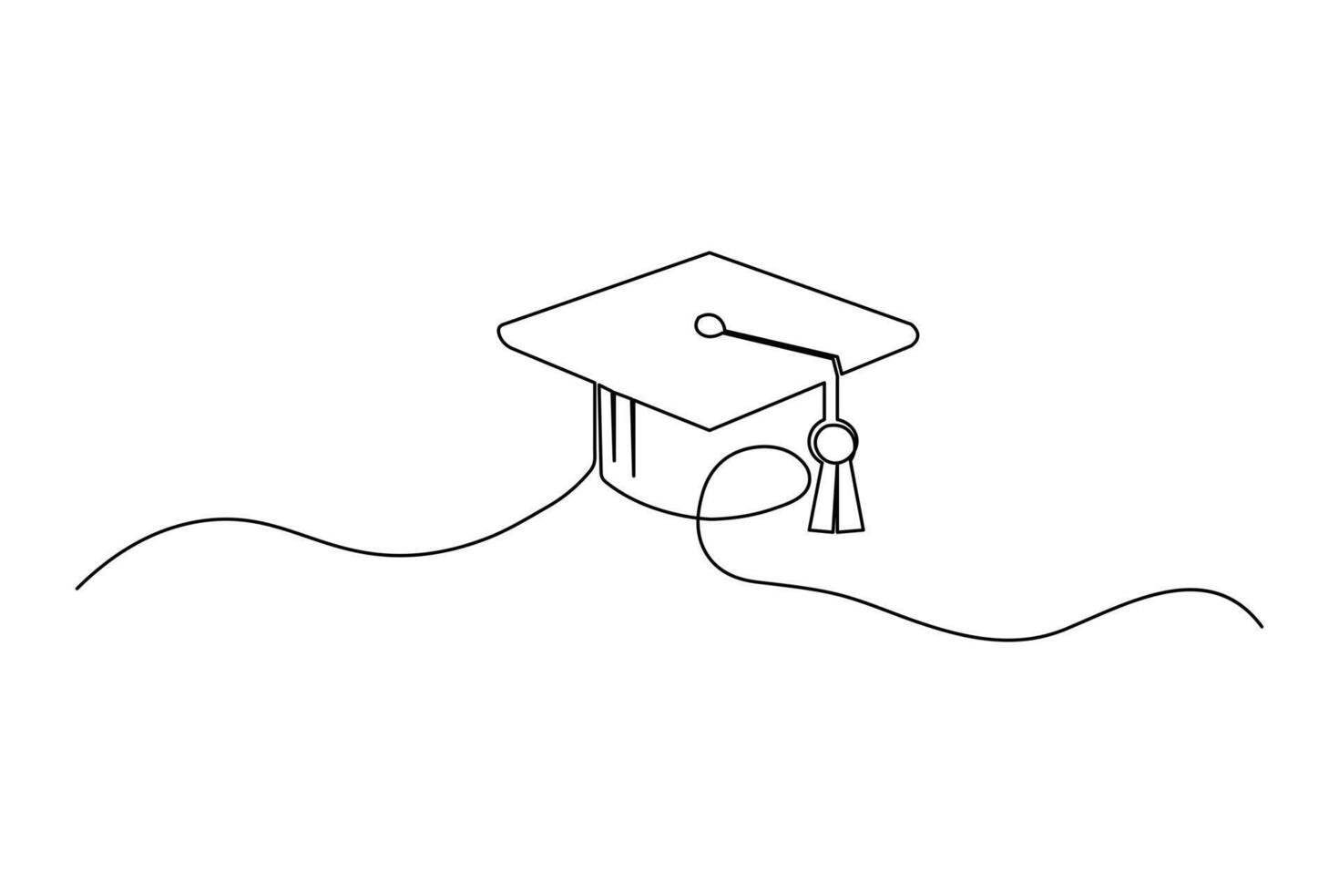 Graduation cap abstract one line illustration clean outline artwork perfect for academic celebration vector