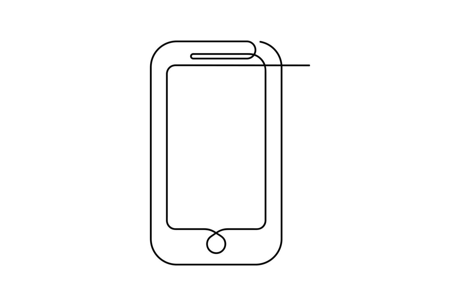 Smart phone icon artistic outline with clean form for digital device and mobile use vector