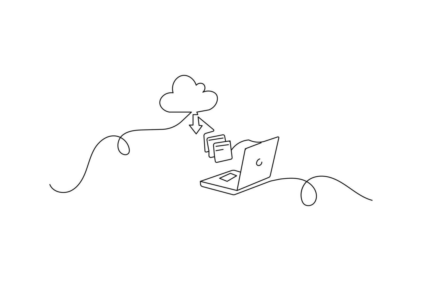 Cloud storage outline continuous single line drawing minimalist illustration symbol vector