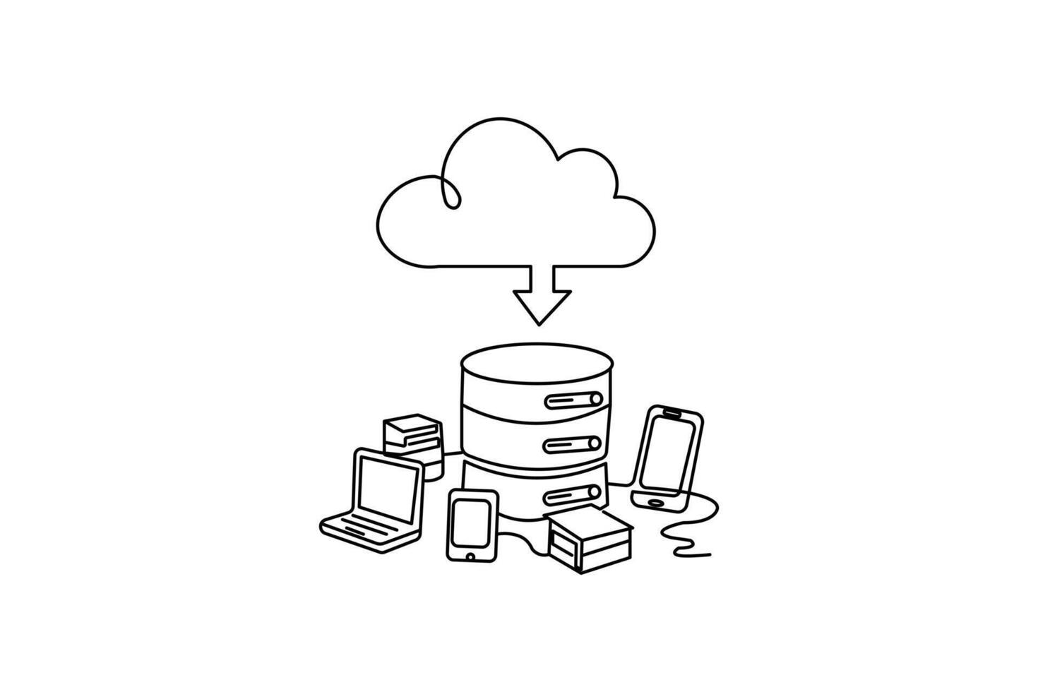Cloud storage minimal continuous line drawing simple outline illustration sign vector