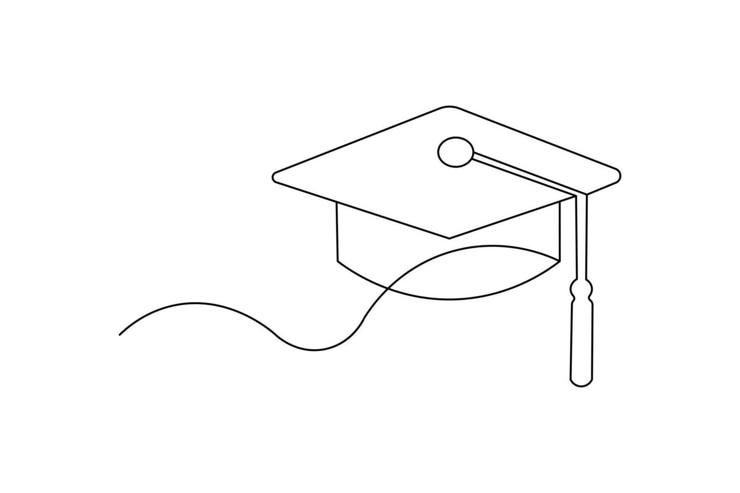 Graduation cap minimalist one line drawing isolated outline illustration for education ceremony vector