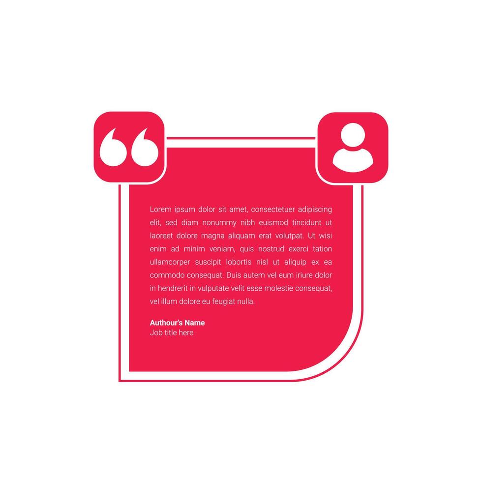 Modern testimonial quote box template for social media and customer reviews. Editable vector