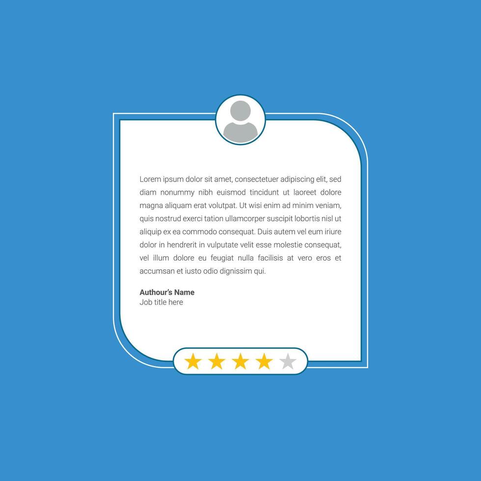 Modern testimonial quote box template for social media and customer reviews. Editable customer review vector