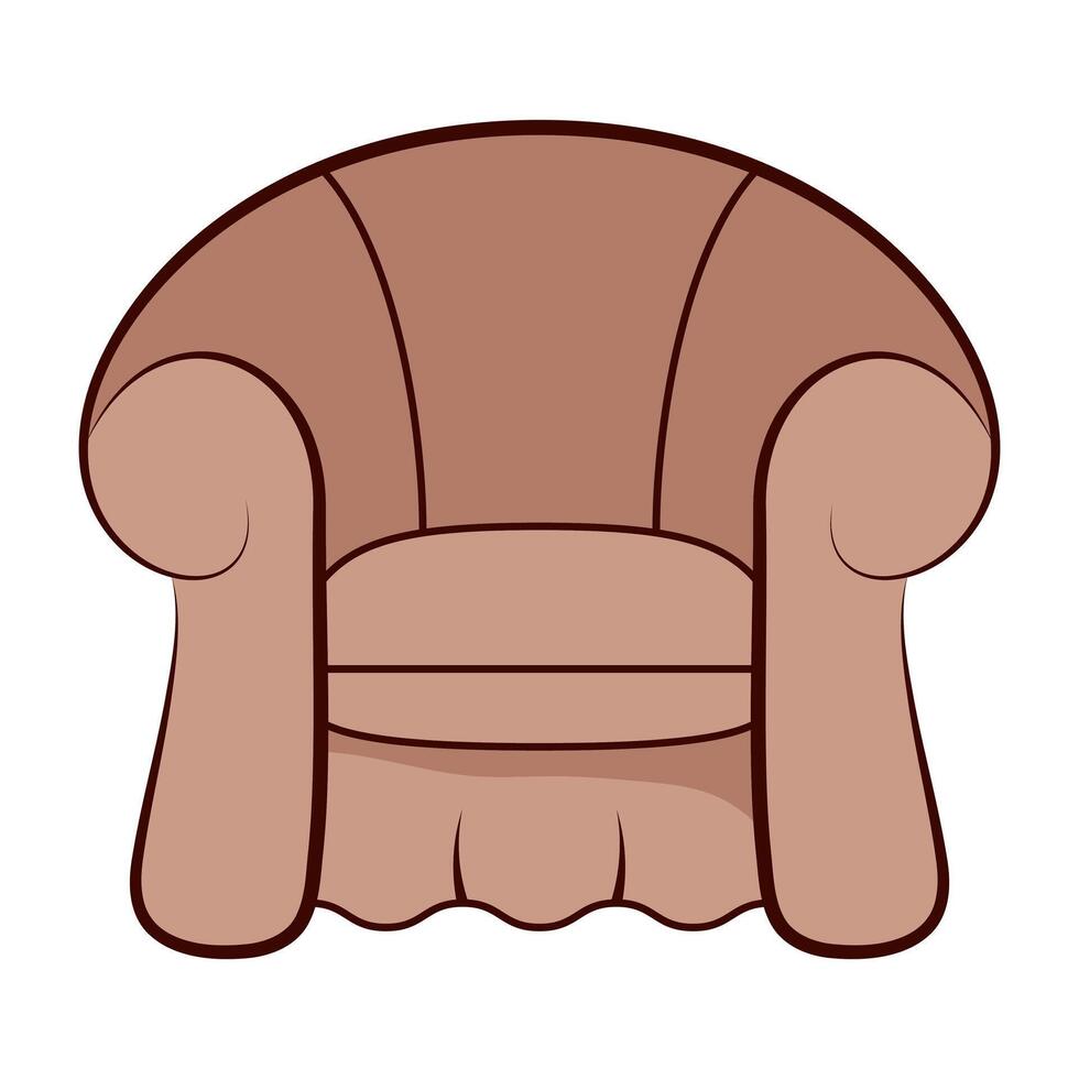Classic Cozy Armchair Illustration. This illustration features a classic upholstered armchair with a rounded backrest and wide, cushioned armrests. vector